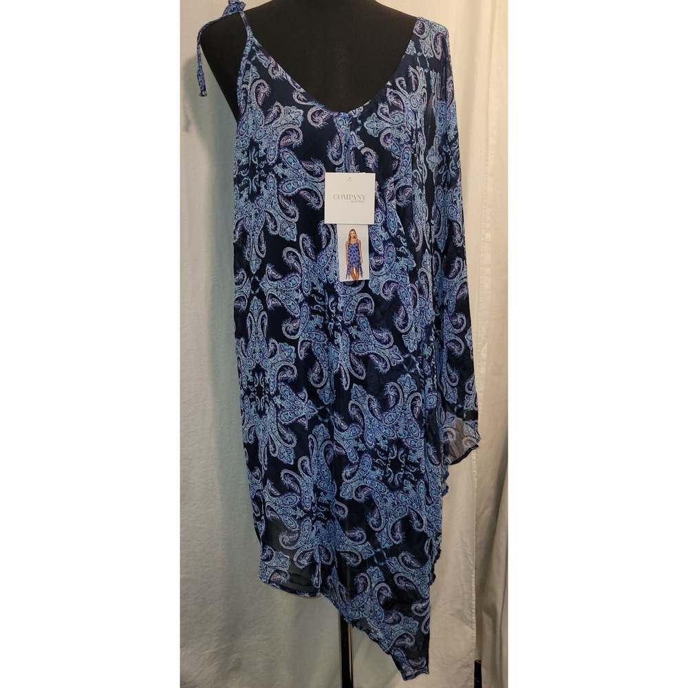 NWT Ellen Tracy Co. XL Navy Blue Halter Dress Paisley Sheer Swimsuit CoverUp - Picture 5 of 13